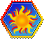 sun hexagonal stamp with a white border